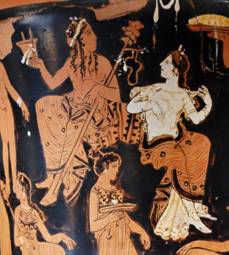 Dionisios y Ariadna en una vasija griega