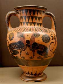 Animales en un ánfora griega c.a. 550 a.n.e.