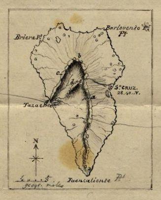 Mapa de La Palma elaborado por C. Lyell