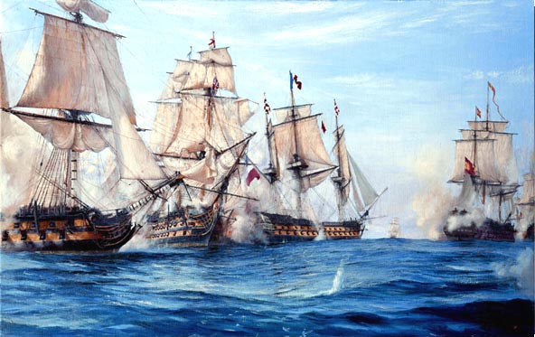 Cuadro de la Victoria inglesa en Trafalgar en 1805
