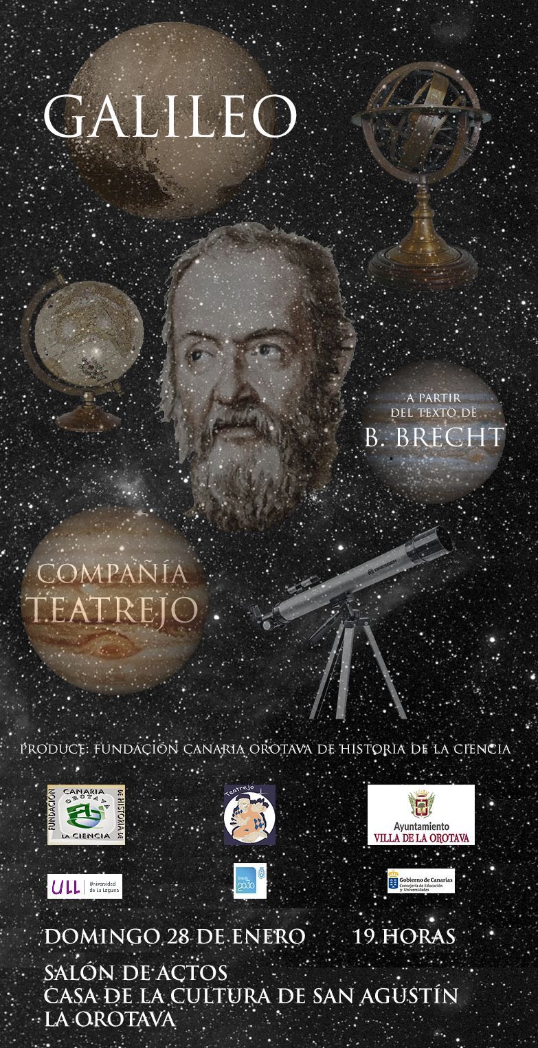 Cartel de la obra de teatro Galileo representada por Teatrejo