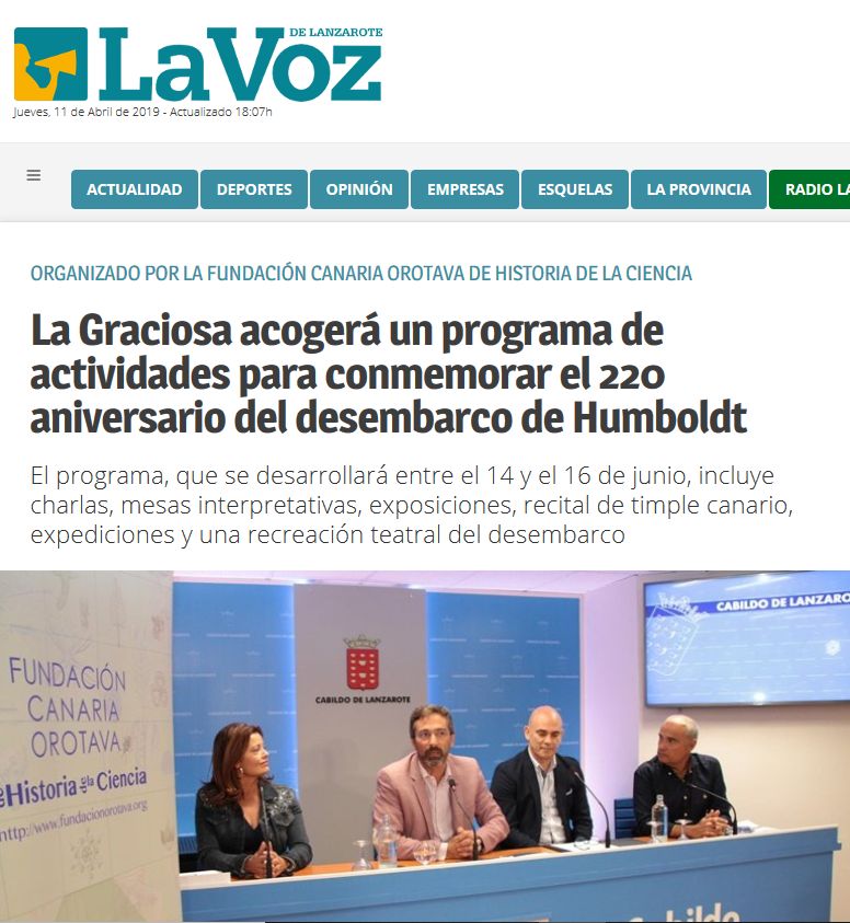 Voz de Lanzarote 1 - Presentación Encuentro Humboldt y la Graciosa
