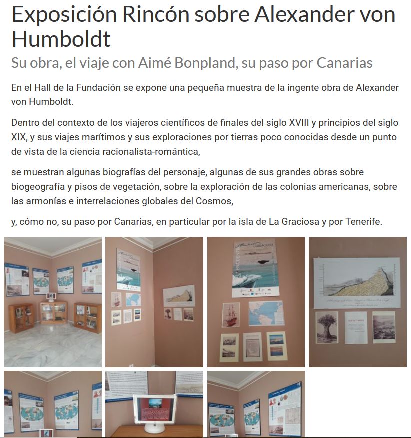 Imagen de la web sobre la exposicion rincón de Alexander von Humboldt