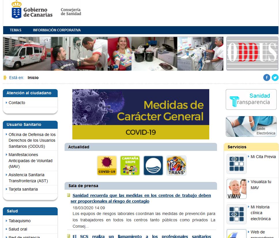 Imagen de la Consejería de Sanidad del Gobierno de Canarias