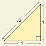 Para un cuadrado de lado 1 la diagonal resulta √2, un número irracional
