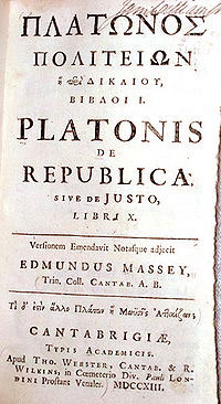 "La República", de Platón. Ejemplar de 1713.