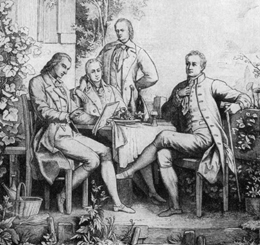 Alexander y Wilhelm von Humboldt con Schiller y Goethe en Jena