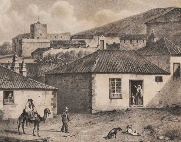 Adeje, 1839. Al fondo Casa Fuerte