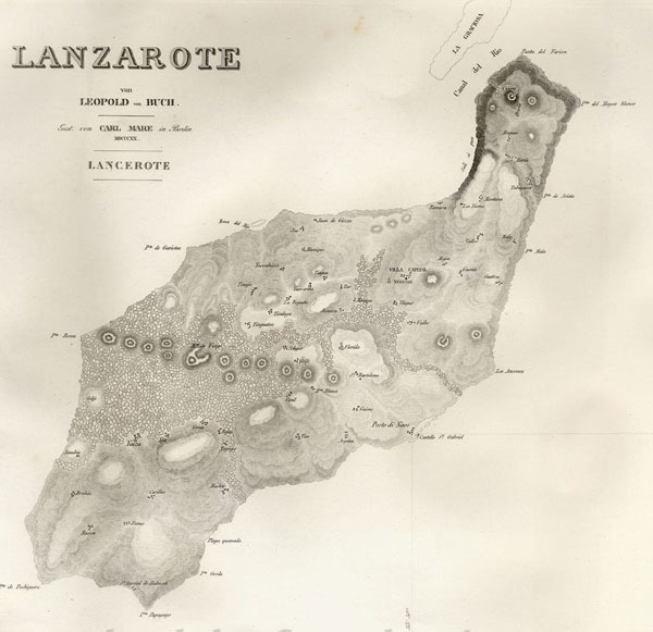 Mapa de Lanzarote de L. von Buch, 1836