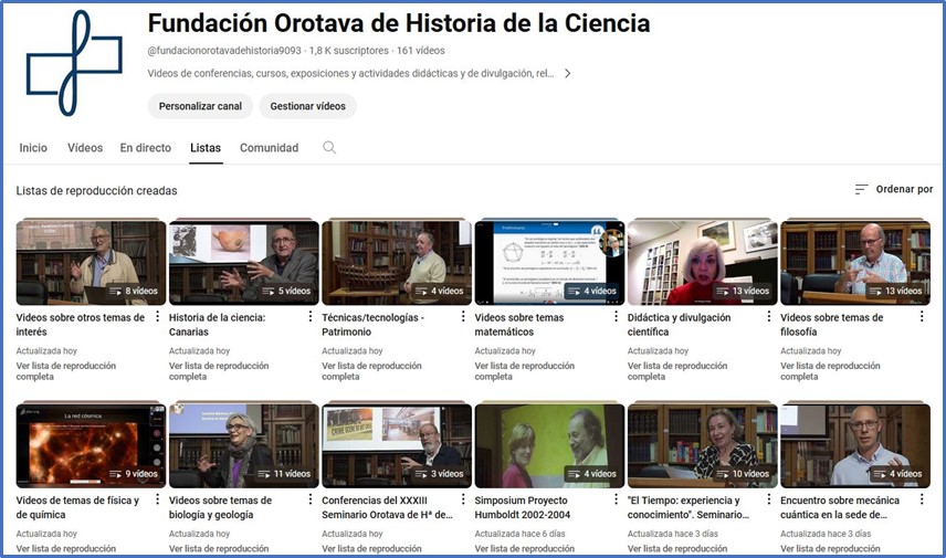 Imagen listas de reproducción videos canal Fundoro en Youtube