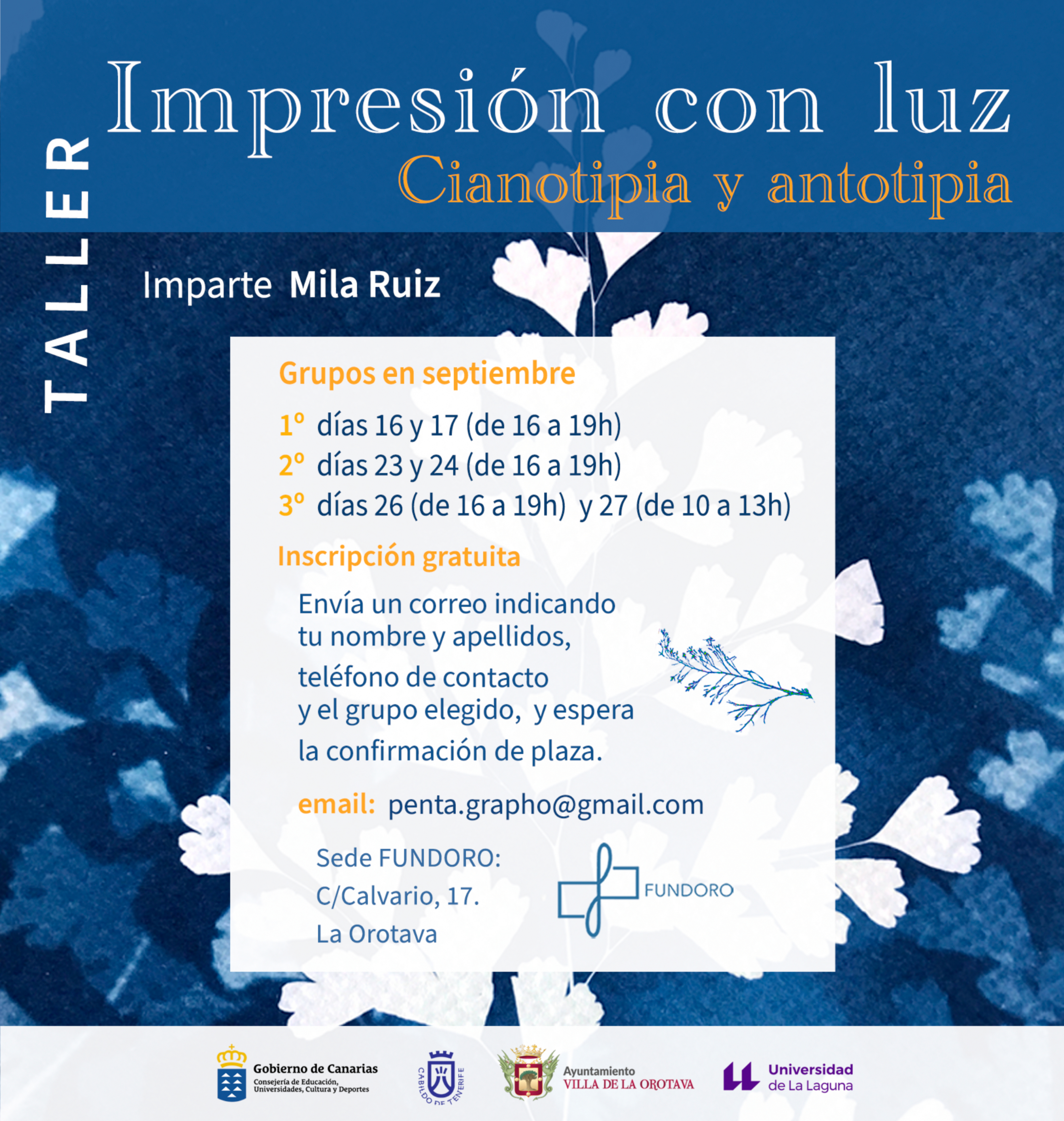 Cartel taller cianotipia diciembre-enero 25
