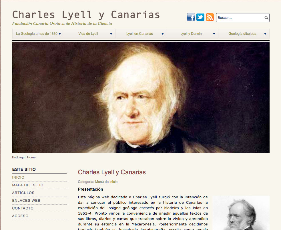 Sitio web Charles Lyell y Canarias